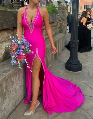 Johnathan Kayne Hot Pink Prom Dress thumbnail 2