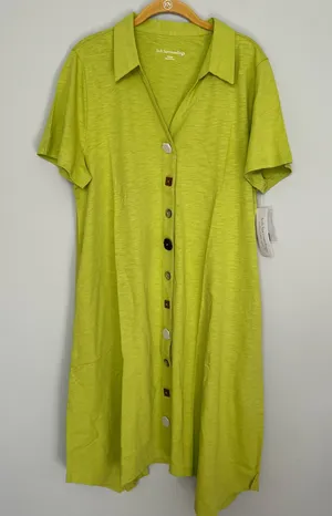 NEW NWT Soft Surroundings Lime Green Midi Dress thumbnail 1