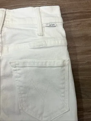 MOTHER Hustler Ankle Fray Jeans 23 Fairest of Them All White $228 thumbnail 5