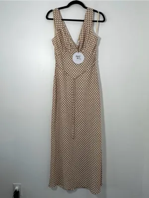 Princess Polly Maysa Geo Maxi Dress Beige Brown Size US 8 NWT thumbnail 2