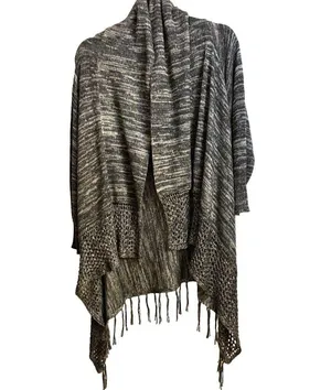 One World Size XL Live and Let Live Women's Cardigan Sweater Gray/Black thumbnail 1