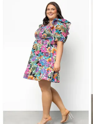 BALTIC BORN (NWT) Kyrie Puff Sleeve Short Dress, Multicolor Floral, Size XL thumbnail 2
