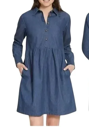 Nine West Brentwood Denim Shirt Dress XXL NWT Cotton Pockets Casual Chambray thumbnail 1
