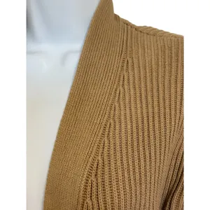 QUINCE 100% Organic Cotton‎ Oversized Ribbed Camel Brown Cardigan XS thumbnail 3