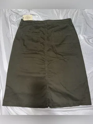 St. John's Bay Women's Size 12 Olive Green Utility Midi Skirt with Pockets NWT thumbnail 2