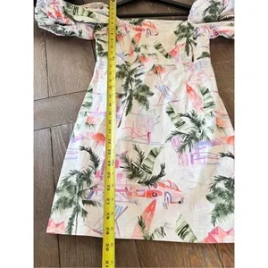 The Shore Brand Santa Clara Puffed‎ Sleeve Tropical Mini Dress Size Small thumbnail 9