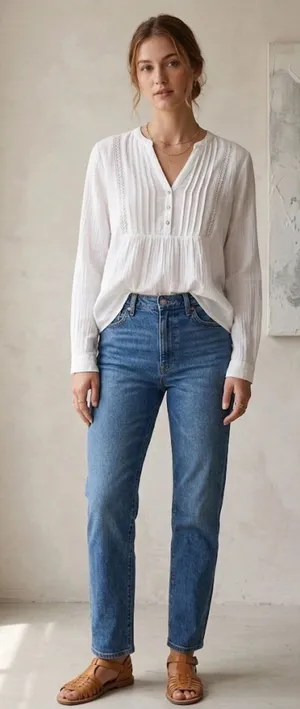 Zara Boho Peasant White Flowy Neutral Romantic Top Size Medium. thumbnail 1
