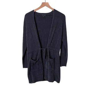 Barefoot Dreams CozyChic Ultra Lite Ribbed Cardigan Sweater Navy Blue Size Small thumbnail 2