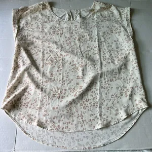Olive and Oak leopard print top Large ivory cream pink round neck thumbnail 2