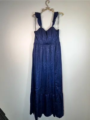 Lulu's Arlaith Navy Jacquard Lace-Up Corset Maxi Dress NWT XL thumbnail 6