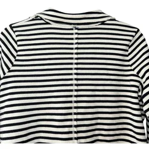 Free People Striped Knit Blazer Jacket M Black White Nautical Y2K Inspired thumbnail 5