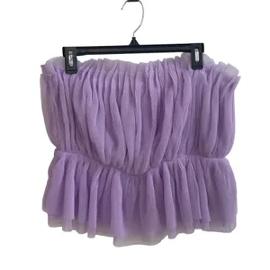 Pink Lily Tube Top Women Medium Purple Tulle Peplum Fairycore Pleated MA647 thumbnail 3