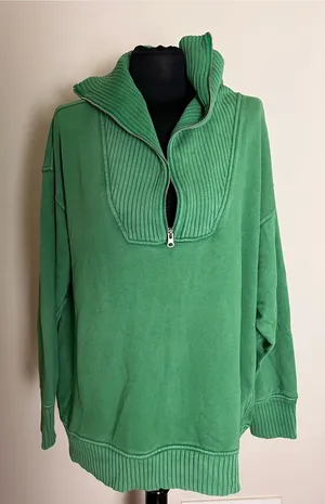 aerie Green Knit Sweater with Ribbed Sweatshirt NWOT thumbnail 1