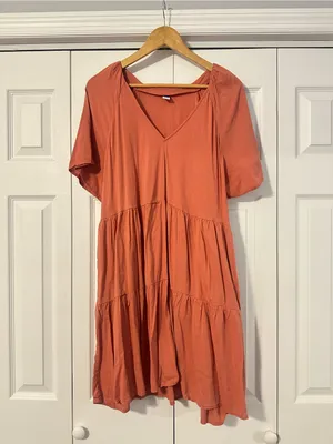 Old Navy Coral Tiered V-Neck Women's Dress, Size XL thumbnail 2