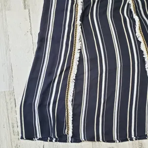 Polagram Navy Blue & White Stripe Split Maxi Skirt Women's Size Large thumbnail 5