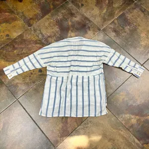 Zara Basic White Blue Striped V-neckline 3/4 Sleeve Blouse XS thumbnail 11