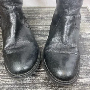 Steve Madden Black Leather Shawny Knee High Zip Up Riding Boots 7 thumbnail 2