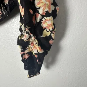 Free People Size-L/G Top Hilary‎ Printed Floral Cropped Black thumbnail 15
