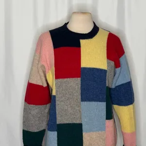 Vintage EVERETT HOLZAPFEL Nashville 100% Wool Colorblock Sweater Knitwear Large thumbnail 3