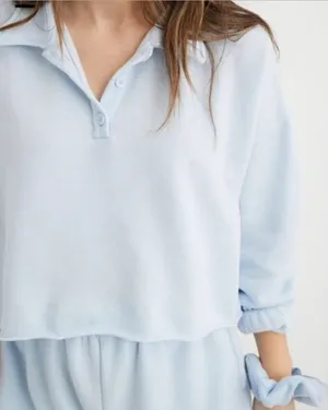 Aerie Fleece of‎ Mind Cropped Polo Sweatshirt Size Medium thumbnail 1