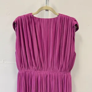 Endless Rose Magenta Pink Pleated Maxi A-line Dress V-Neck Sleeveless XL Brunch thumbnail 5