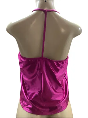 Wild Fable Size Medium Fuchsia Satin Cowl Neck Halter Camisole thumbnail 3