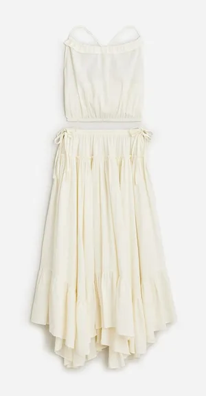 J.Crew Halter top and skirt set in airy gauze Cream S NWT thumbnail 1