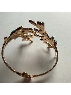 $58 Sundance Coral-Inspired Turquoise Gold Cuff Bracelet | NWOT | Coastal Boho thumbnail 4