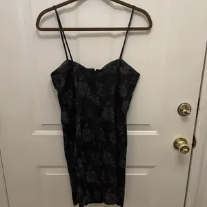 Vtg Chauncey St Slip Mini Dress Women's 7/8 Y2K 90s‎ Black Floral USA Dark thumbnail 7