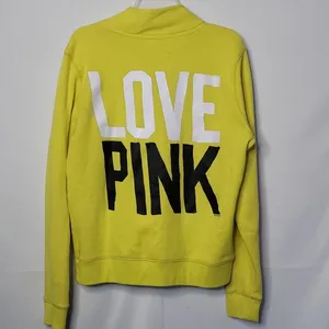 PINK - Victoria's Secret quarter zip yellow pullover sweatshirt sz Large thumbnail 2