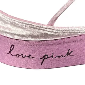 PINK Victoria's Secret Crushed Velvet Strappy Triangle Bralette Mauve Purple‎ M thumbnail 3