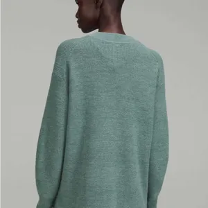 Lululemon Merino Wool-Blend Ribbed Crewneck Sweater Heathered Tidewater Teal Sz2 thumbnail 3