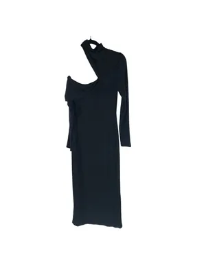 Astr The Label Midi Dress Off Shoulder Mock Neck Long Sleeve Black XS thumbnail 2