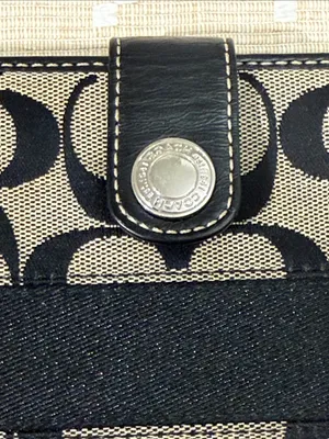 Coach Signature Jacquard‎ Slim Envelope Wallet Black Gray Leather Trim OS thumbnail 14
