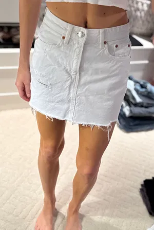 Stradivarius White Jean Skirt thumbnail 1