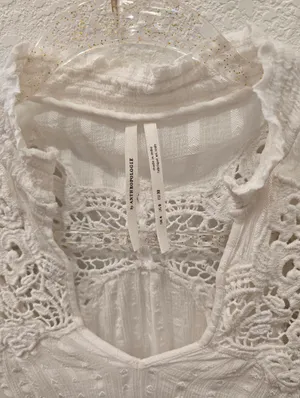 Anthropologie Moira peasant blouse intricate lace smocked cuffs V Neck 0 thumbnail 4