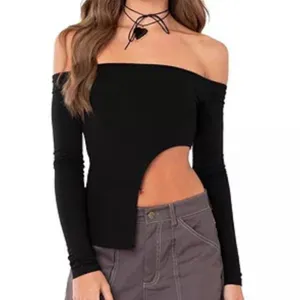 Edikted Asymmetric Off Shoulder Top - Black Size L thumbnail 1