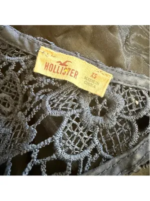 Hollister Y2K crop top sheer lace crochet floral coquette fairy boho whimsigoth thumbnail 8