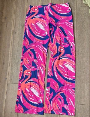 Lilly Pulitzer Georgia May Palazzo Pants Bomber Blue Plume Bloom thumbnail 3