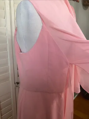 AW Bridal Pink V-Neck Maxi Dress with Flutter Overlay Size 14 thumbnail 10
