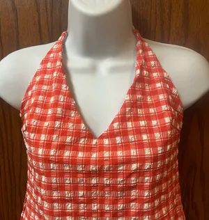 ASOS Design Seersucker Red Swimsuit Size 6 New thumbnail 1