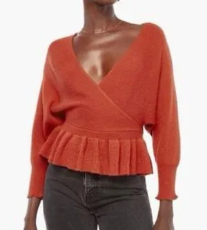 Idem ditto Rust Batwing Peplum Sweater thumbnail 3