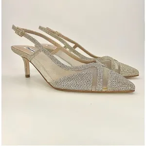 Dune London Dianas Gold Mesh Glitter Slingback‎ Kitten Heel Pumps Wedding 8 NWOB thumbnail 4