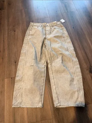 Free People Good Luck Coated Barrel Jeans- size 29 thumbnail 4