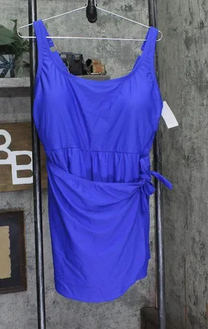 Raisins Trendy Calabria Swim Dress One Piece P840087 Blue 18W thumbnail 1