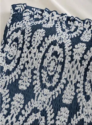 Maeve Anthropologie Navy Smocked Mini Dress Sz M Boho Beach Resort NWT thumbnail 4