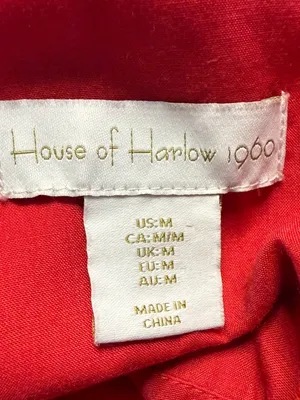 House of Harlow 1960 Linen Bandana Print Mini Dress Women Medium Red Bow Revolve thumbnail 13