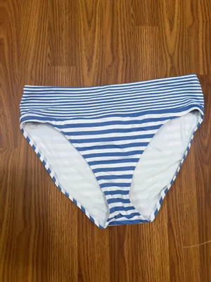 Tommy Bahama Breaker Bay Striped High Waisted Bikini Bottoms Swim Costal Large thumbnail 2