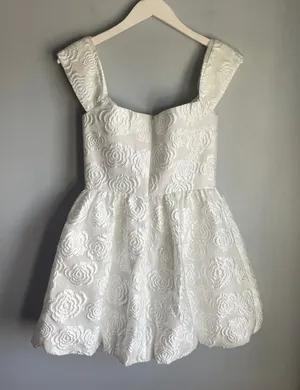 Amanda Uprichard White Floral Jacquard Mini Dress Square Neck Bubble Skirt Small thumbnail 1