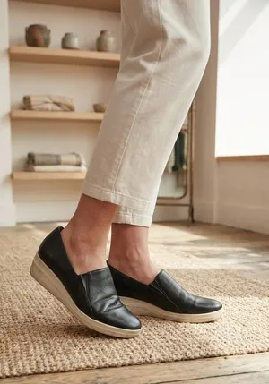Naturalizer Women black Sandra Slip On faux leather Wedges comfort shoe size 9 thumbnail 1